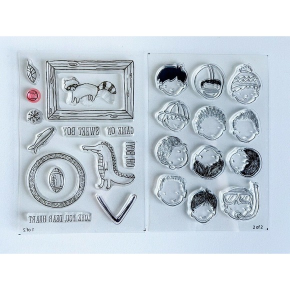 Stampin Up DEAR HEART Little Boy Kids Sports Rubber Stamp Set Used - Picture 7 of 9